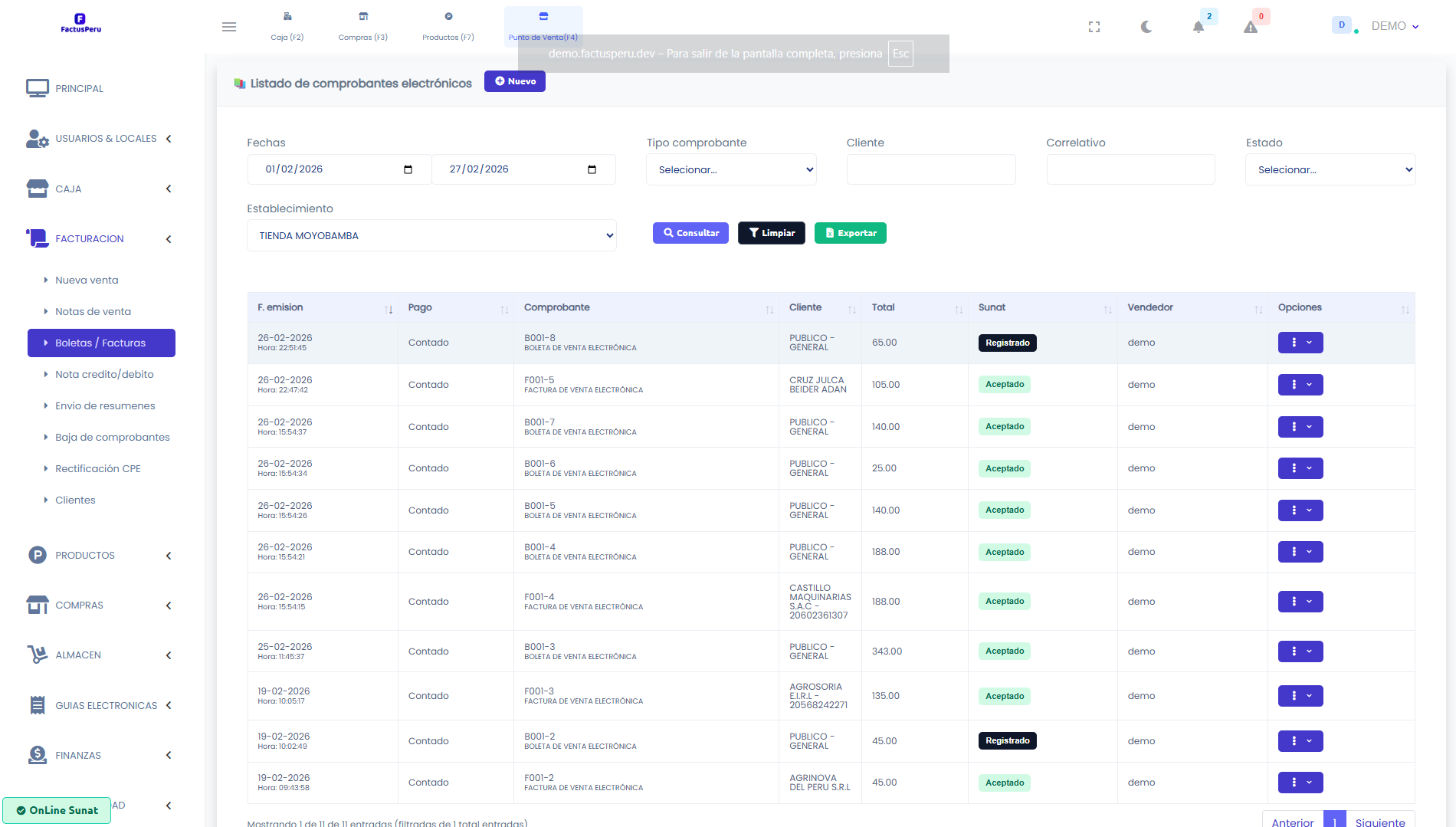 FactusPeru Dashboard